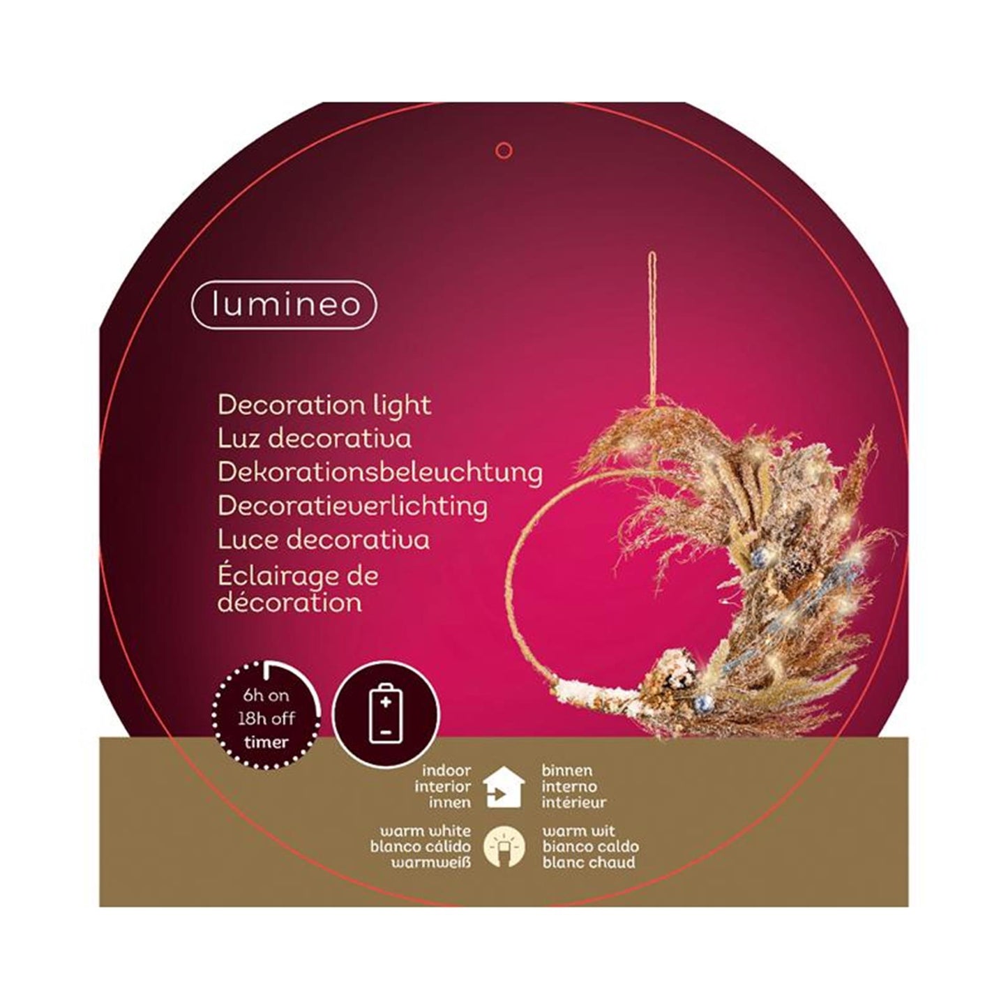 Lumineo-Kranz mit Trockenblumen mit Beleuchtung