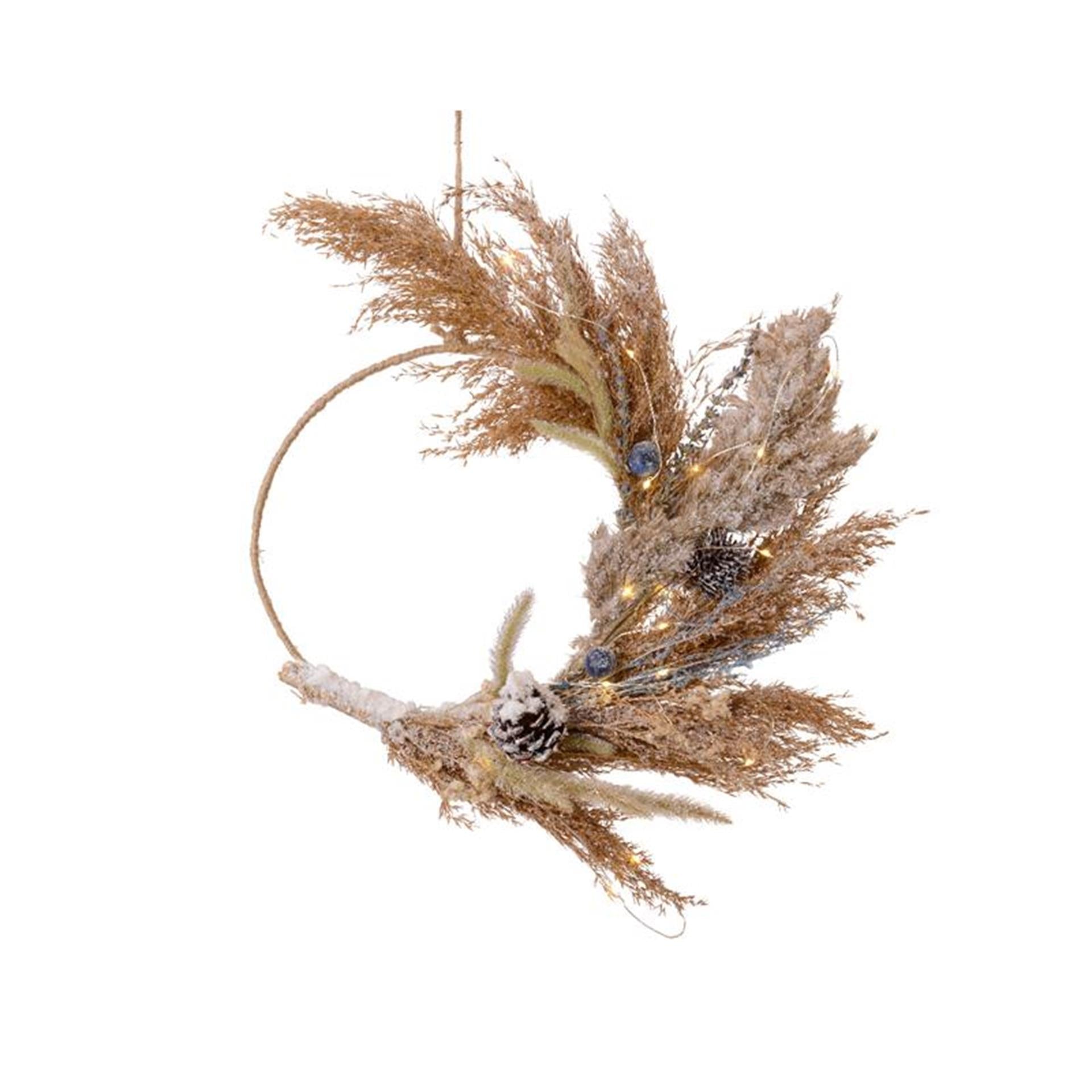 Lumineo-Kranz mit Trockenblumen mit Beleuchtung