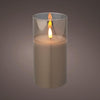 Lumineo Kerze LED in Glas Flammeneffekt 15cm grau