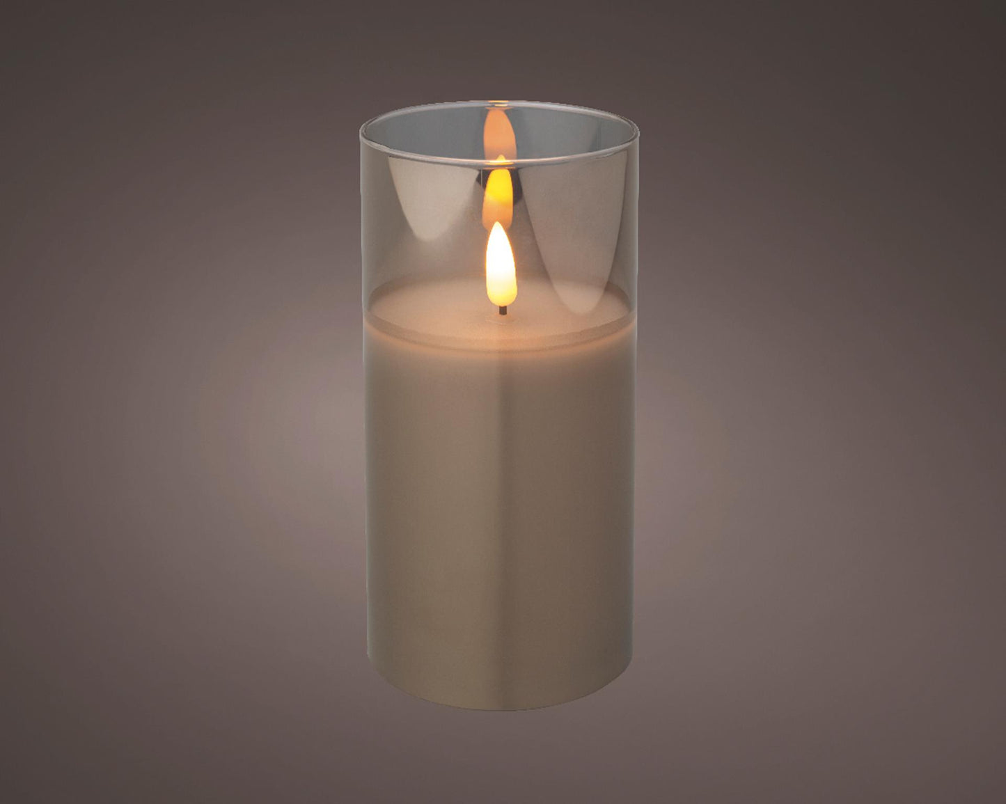 Lumineo Kerze LED in Glas Flammeneffekt 15cm grau