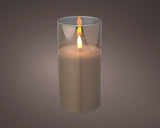 Lumineo Kerze LED in Glas Flammeneffekt 15cm grau - afbeelding 1