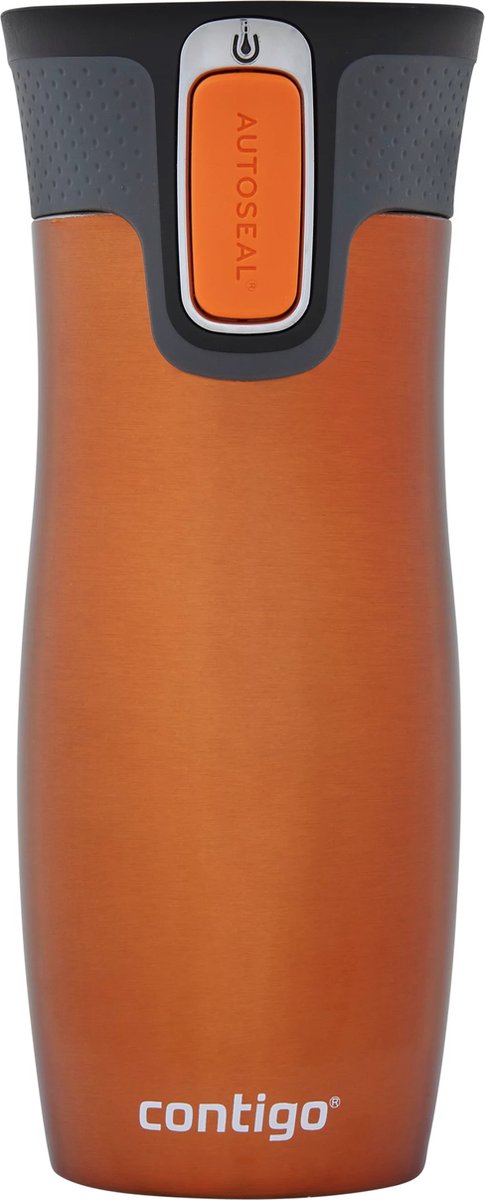 Contigo West Loop Autoseal Thermosbecher, Edelstahl-Isolierbecher, Kaffeebecher-to-go, BPA-frei, auslaufsicherer Becher-to-go mit leicht zu reinigendem Deckel, hält bis zu 5 Stunden warm, 470 ml | Mandarine