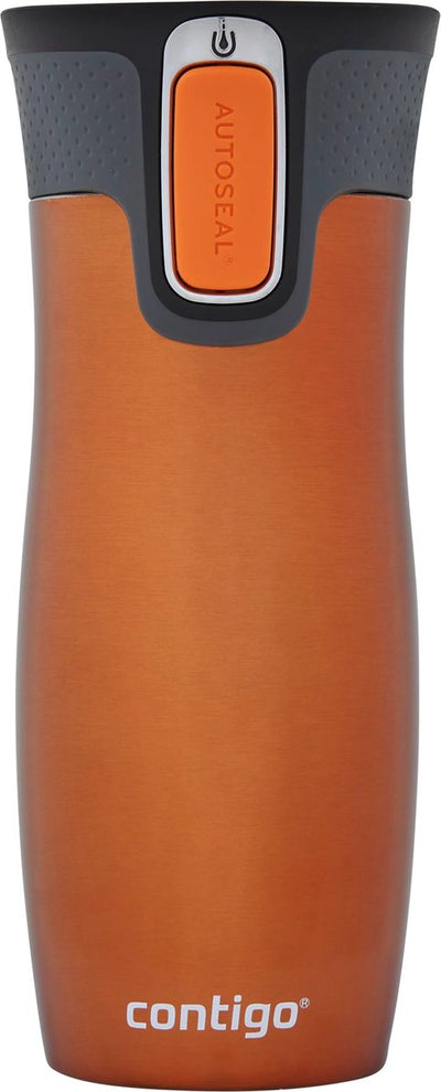 Contigo West Loop Autoseal Thermosbecher, Edelstahl-Isolierbecher, Kaffeebecher-to-go, BPA-frei, auslaufsicherer Becher-to-go mit leicht zu reinigendem Deckel, hält bis zu 5 Stunden warm, 470 ml | Mandarine