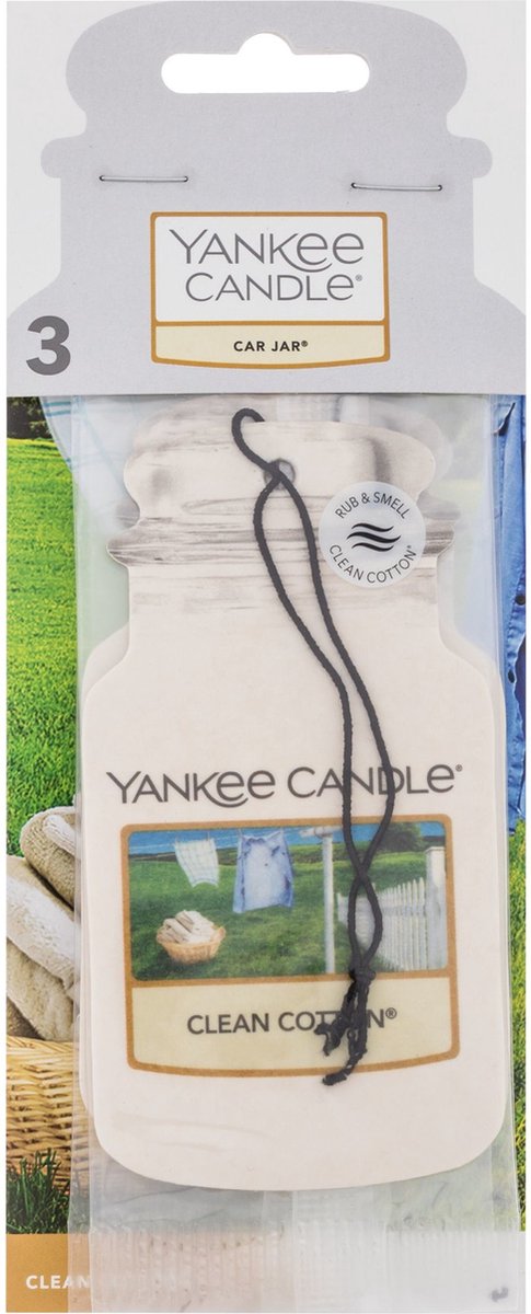 Yankee Candle Autoparfüm-Autoglas, 3 Stück, saubere Baumwolle