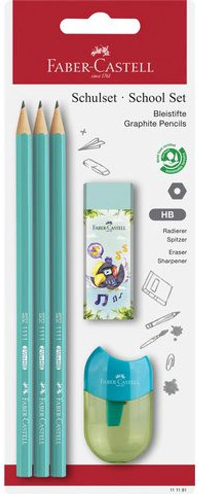 Faber-Castell Schulset – Graphitstifte 1111 – HB – Radiergummi + Bleistiftspitzer – FC-111181