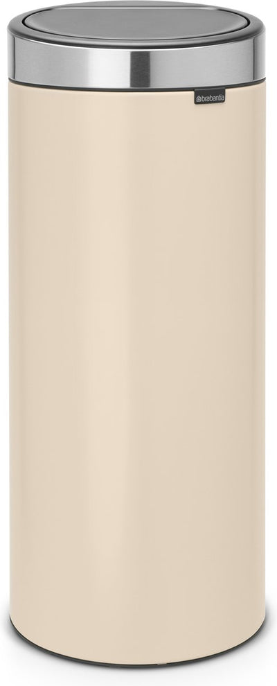 Brabantia Touch Bin Abfallbehälter – 30 Liter – FPP-Deckel aus weichem, beigefarbenem, mattiertem Stahl