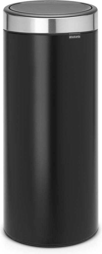Brabantia Touch Bin Abfallbehälter – 30 Liter – mattschwarzer, fingerabdrucksicherer Stahldeckel