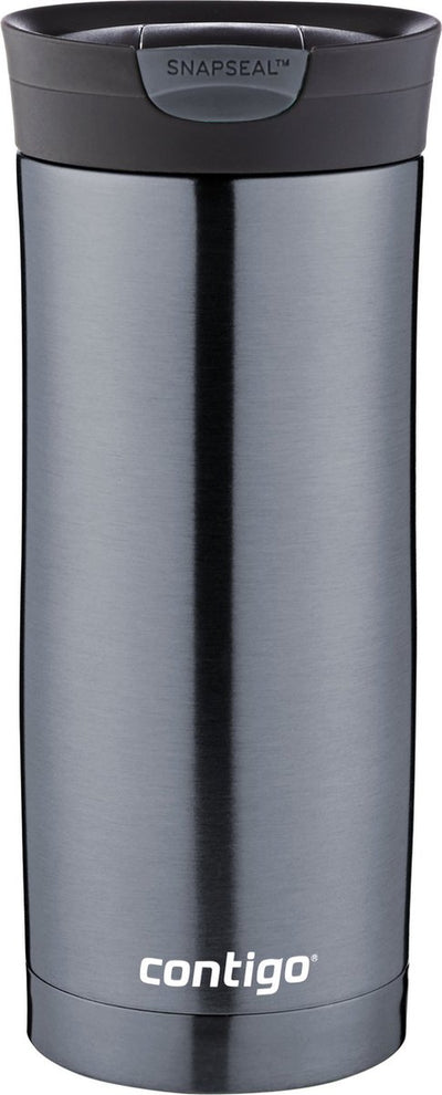 Contigo Huron Snapseal Thermosbecher, Edelstahl-Isolierbecher, Kaffeebecher-to-go, auslaufsicher, hält bis zu 7 Stunden warm, spülmaschinenfest, BPA-freier Deckel, 470 ml | Rotguss