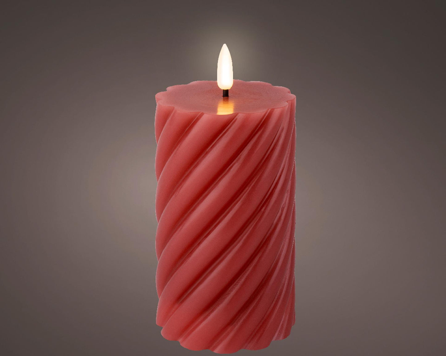 Lumineo LED Kerzenflammenwirbel dunkelrosa 15cm