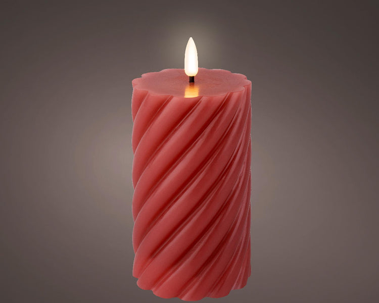 Lumineo LED Kerzenflammenwirbel dunkelrosa 15cm