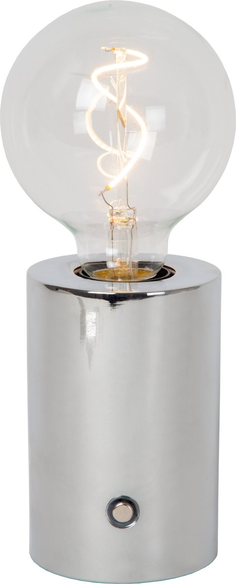 Lucide vivo - wiederaufladbare Tischleuchte - Akkupack - ø 8 cm - LED dimmbar - E27 - 1x1W 2700K - Chrom