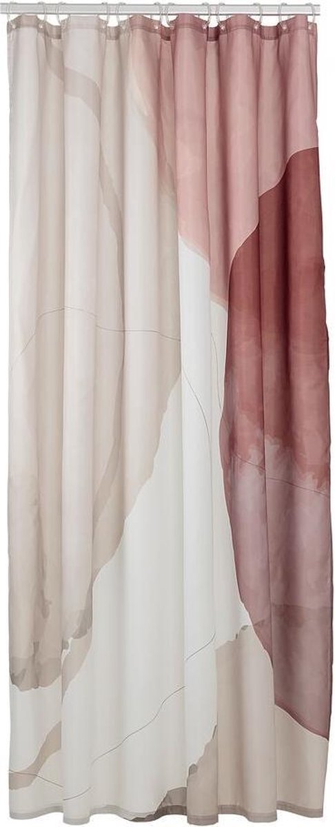 Sealskin Earth – Duschvorhang 180 x 200 cm – Polyester, dunkelrosa, gebrochenes Weiß