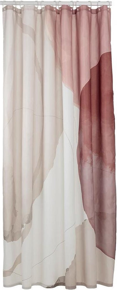 Sealskin Earth – Duschvorhang 180 x 200 cm – Polyester, dunkelrosa, gebrochenes Weiß