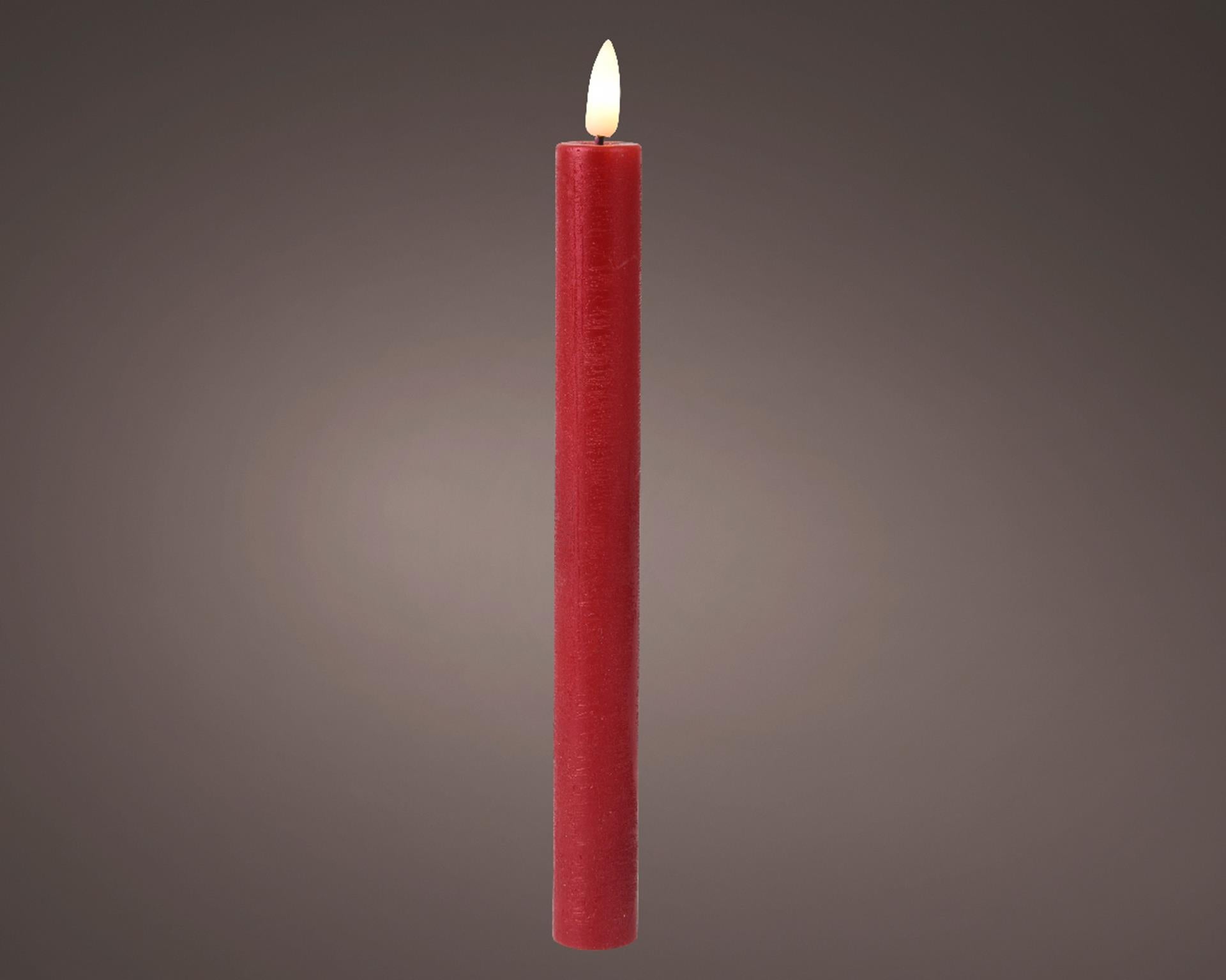 Lumineo Tafelkerzen-Set LED-Flamme 24cm rot 2-teilig