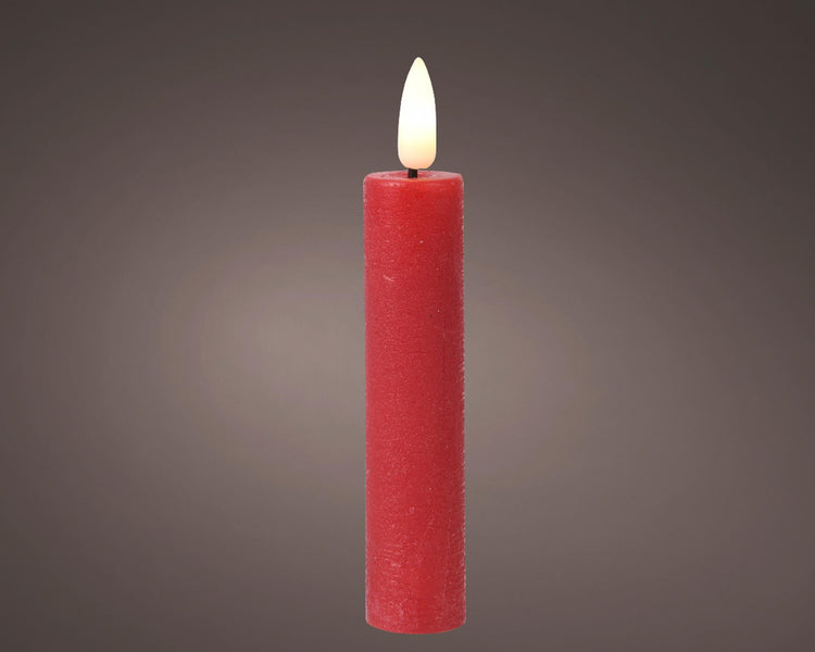 Lumineo Tafelkerze LED-Flamme h16cm rot 2 Stück