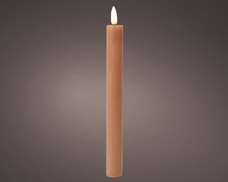 Lumineo Tafelkerzen-Set LED-Flamme 24cm braun 2-teilig