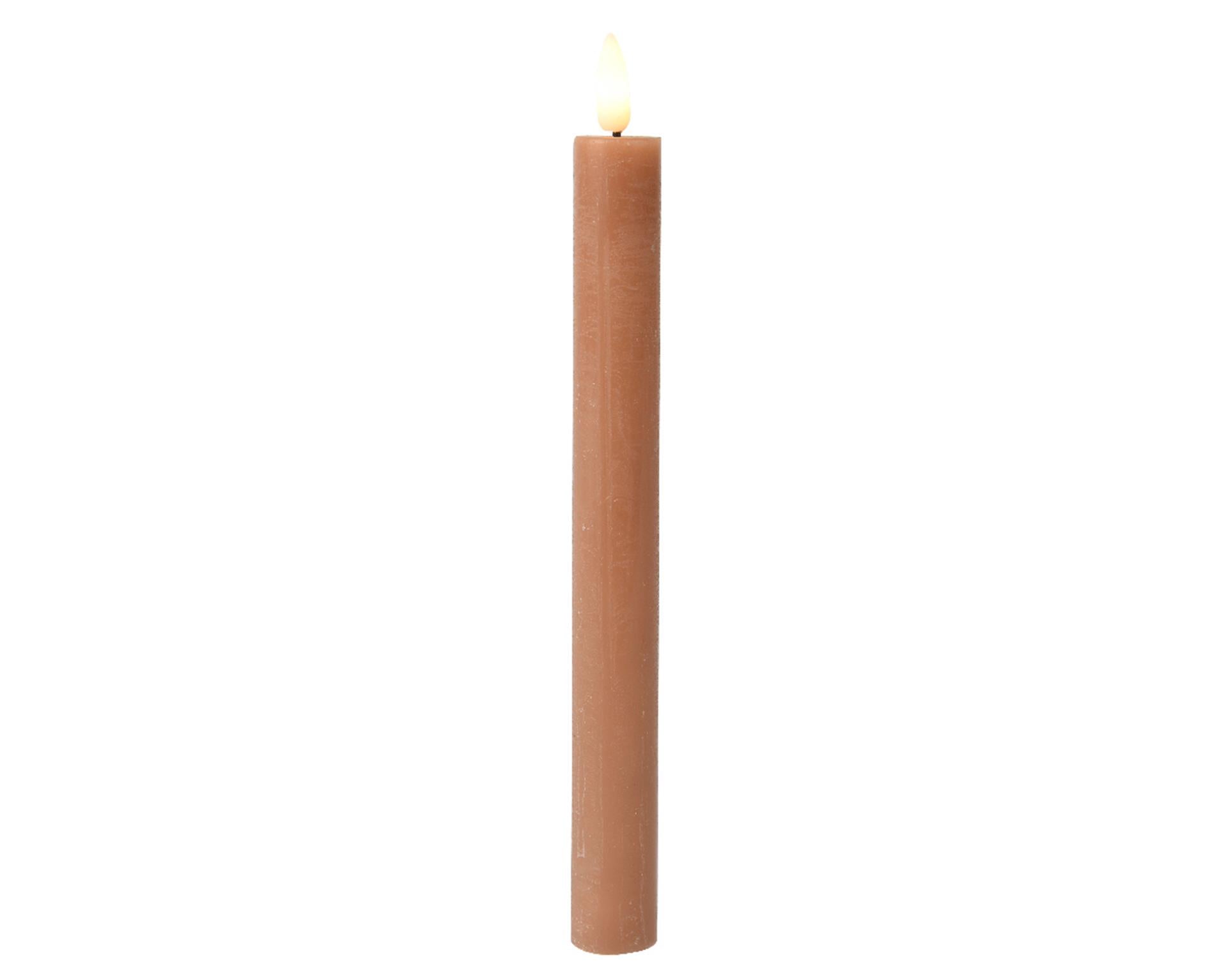 Lumineo Tafelkerzen-Set LED-Flamme 24cm braun 2-teilig