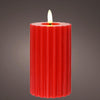 Lumineo Kerze LED Flamme gerippt 15cm rot