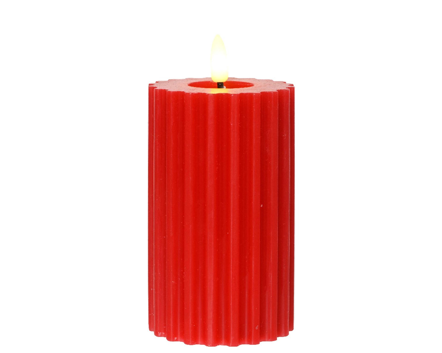 Lumineo Kerze LED Flamme gerippt 15cm rot