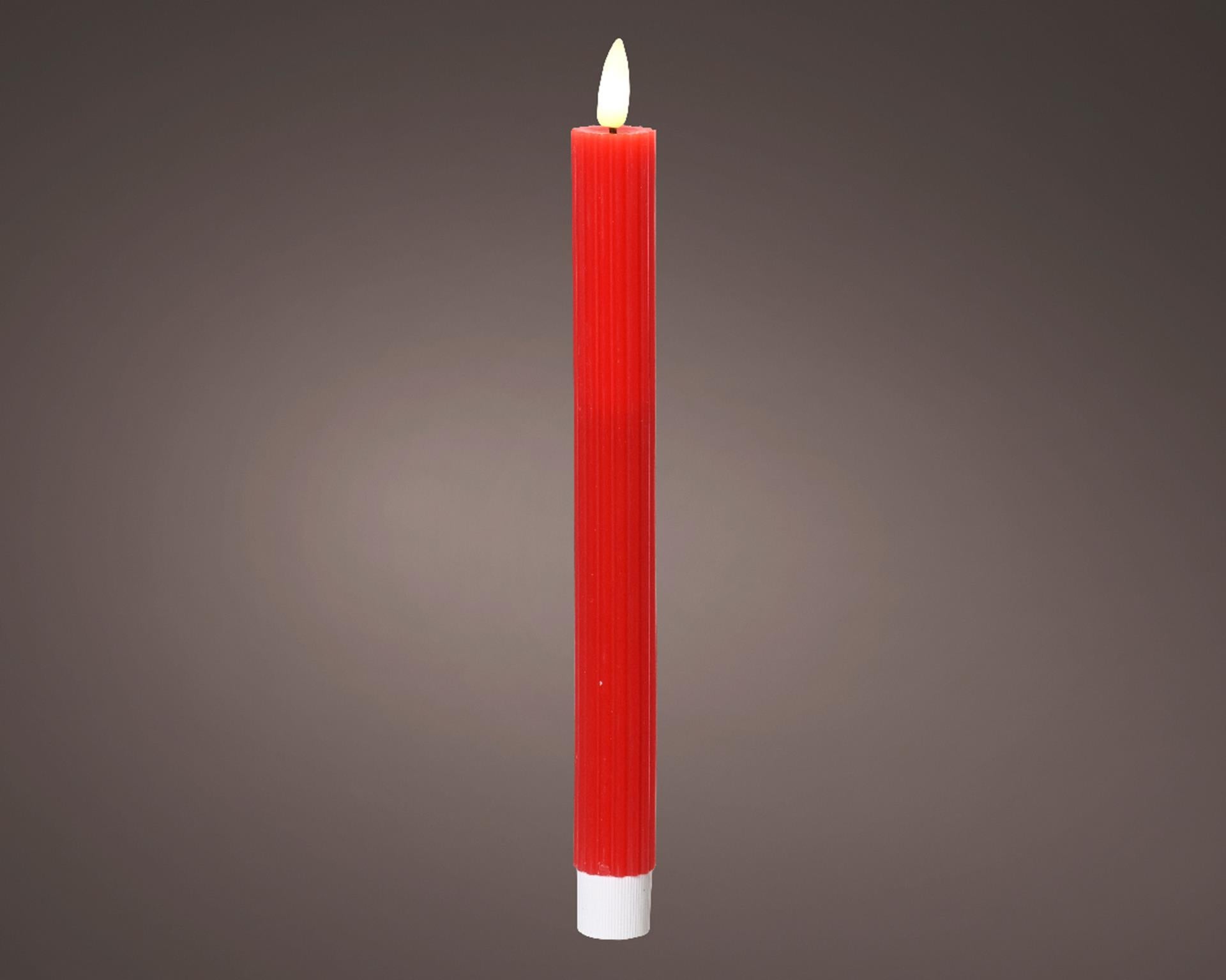 Lumineo Tafelkerze LED gerippt 24cm rot 2 Stk.