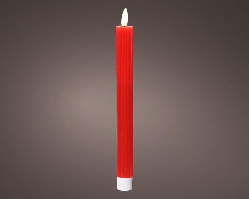 Lumineo Tafelkerze LED gerippt 24cm rot 2 Stk.