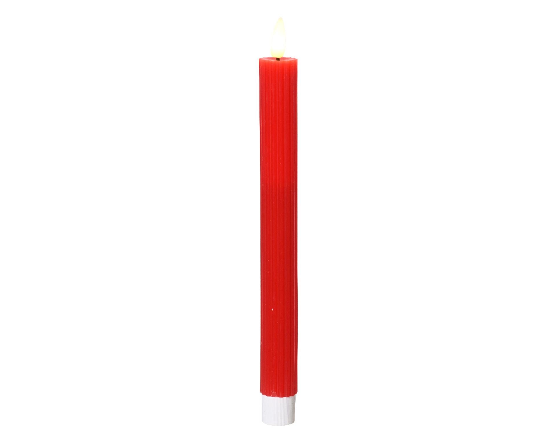Lumineo Tafelkerze LED gerippt 24cm rot 2 Stk.