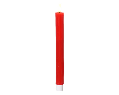 Lumineo Tafelkerze LED gerippt 24cm rot 2 Stk.