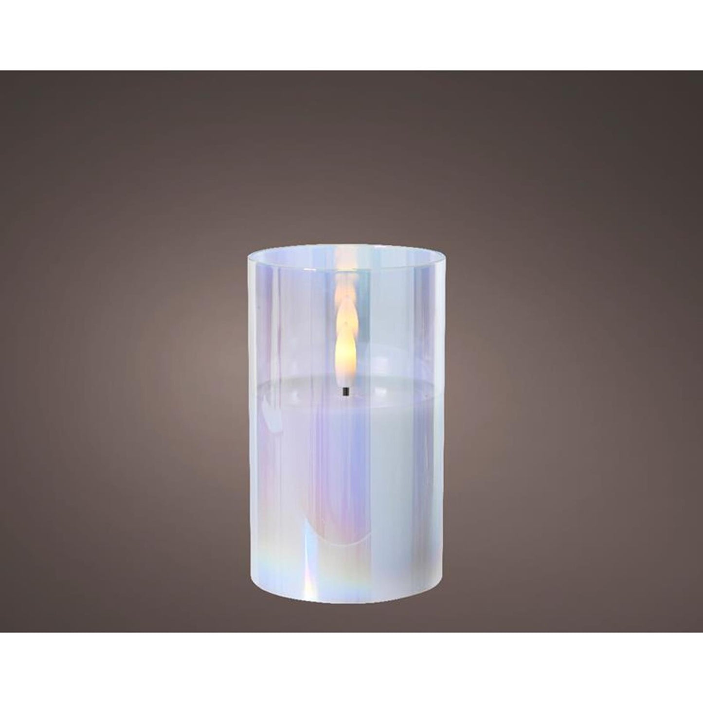 Lumineo Kerze LED in Glas irisierend 12,5cm