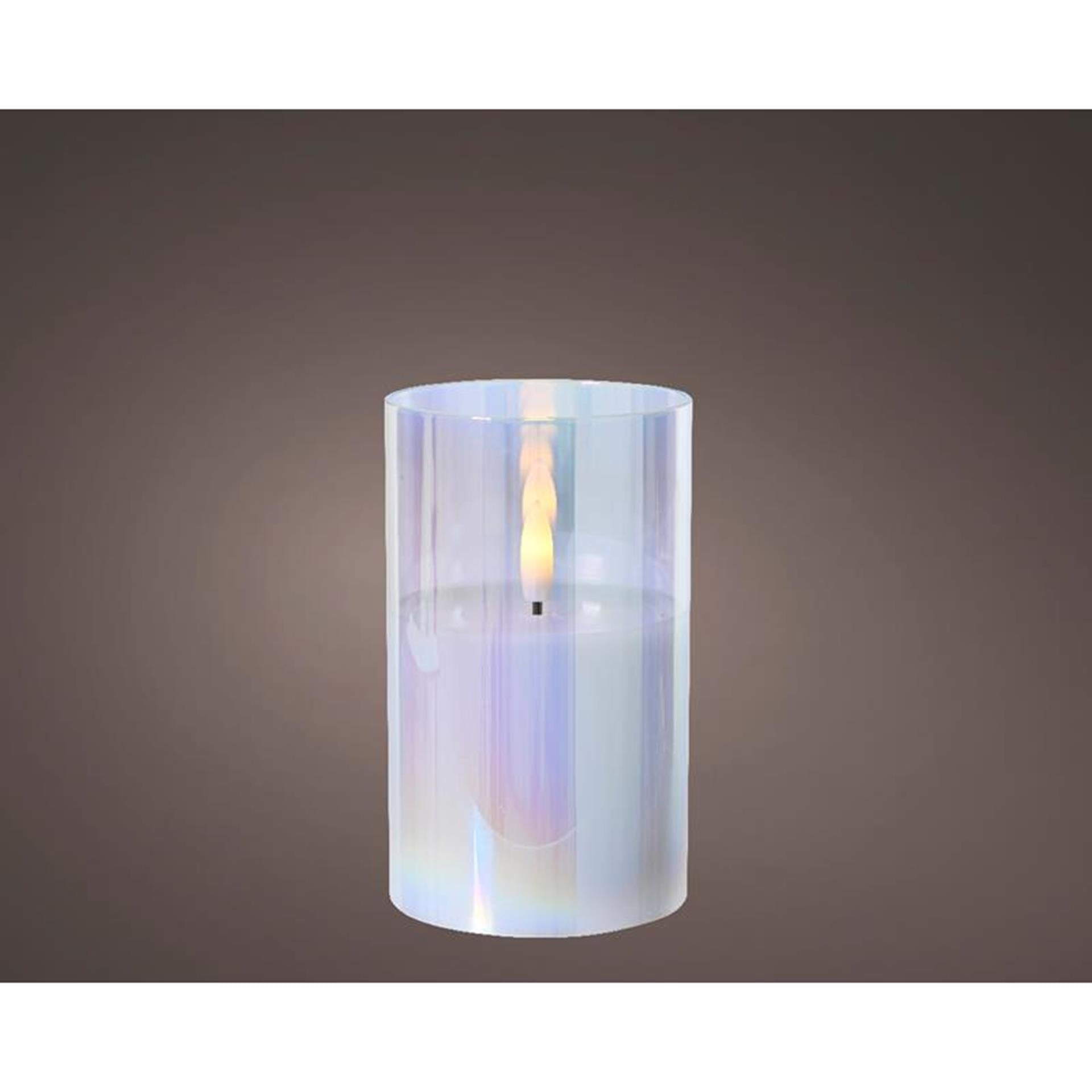 Lumineo Kerze LED in Glas irisierend 12,5cm