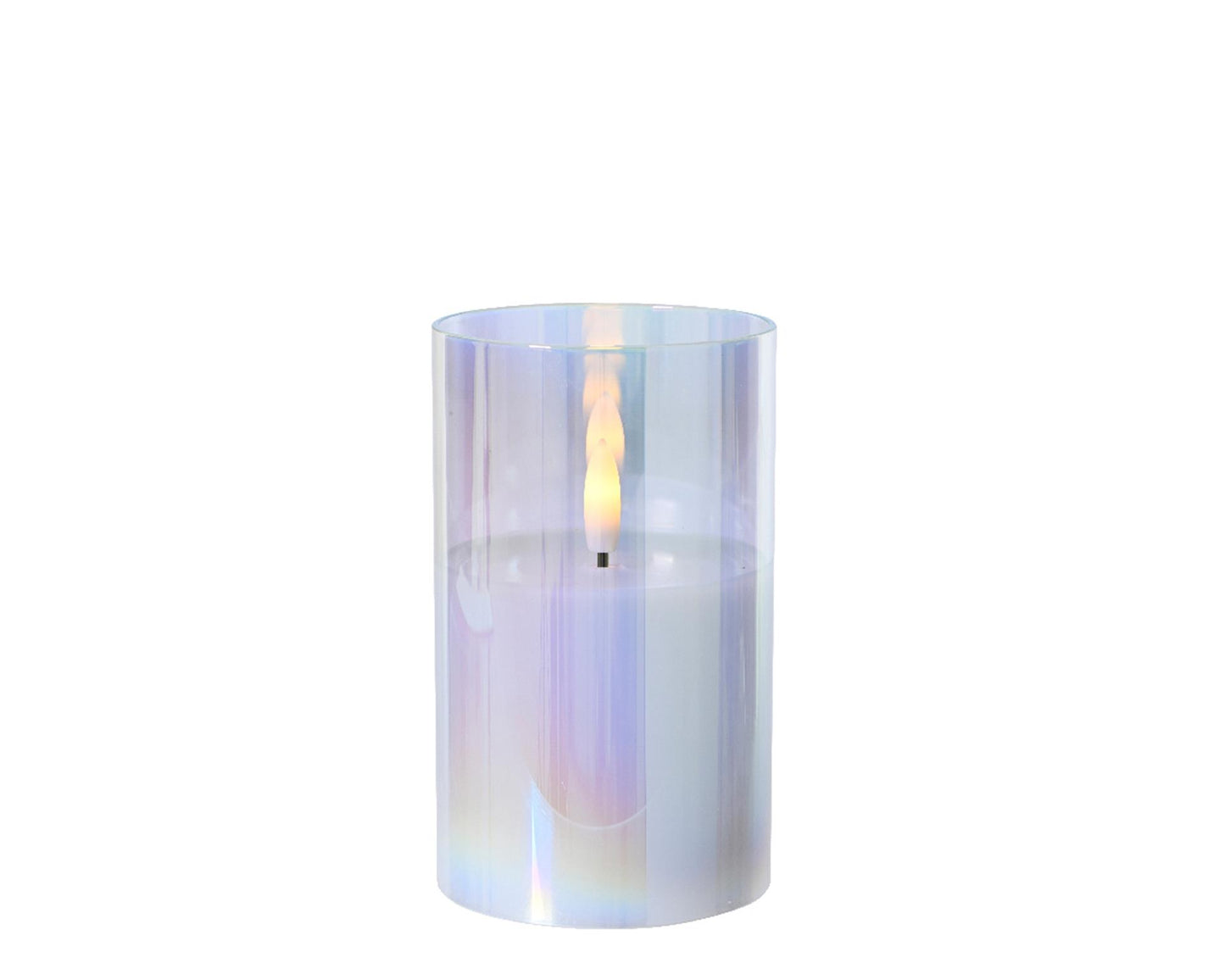Lumineo Kerze LED in Glas irisierend 12,5cm