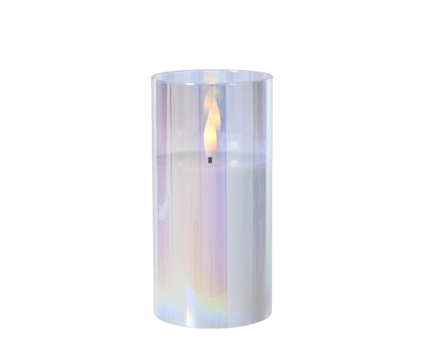 Lumineo Kerze LED in Glas irisierend 15cm