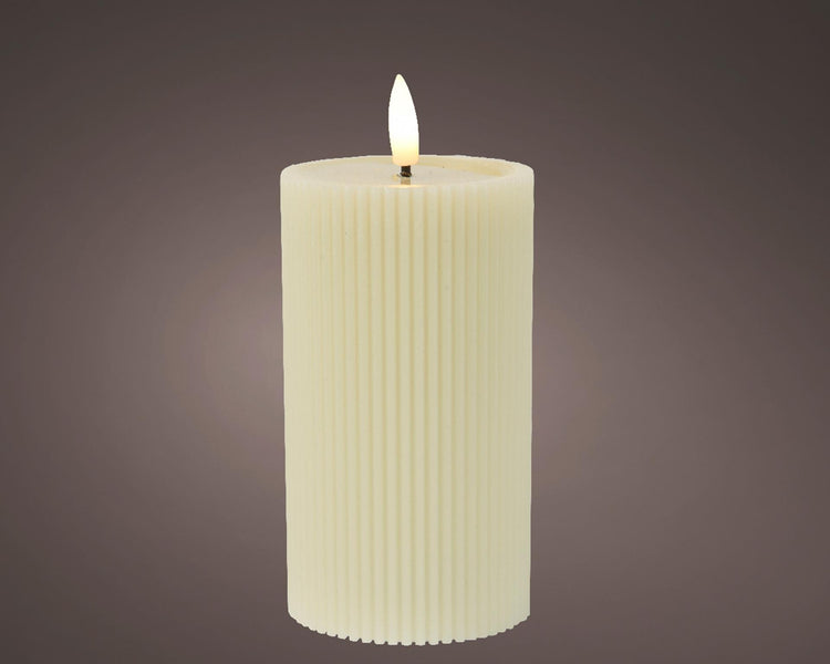 Lumineo Kerze LED gerippte Flamme 15,5cm creme