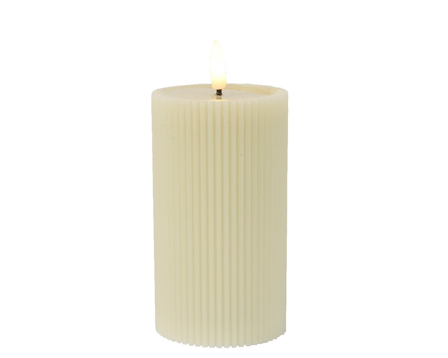 Lumineo Kerze LED gerippte Flamme 15,5cm creme