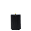 Lumineo Kerze mit gerippter Flamme, H13 cm, schwarz