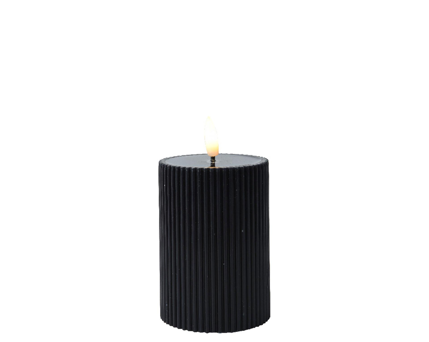 Lumineo Kerze mit gerippter Flamme, H13 cm, schwarz
