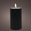 Lumineo Kerze LED gerippte Flamme 15cm schwarz
