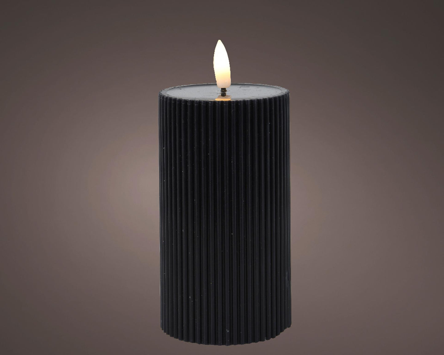 Lumineo Kerze LED gerippte Flamme 15cm schwarz