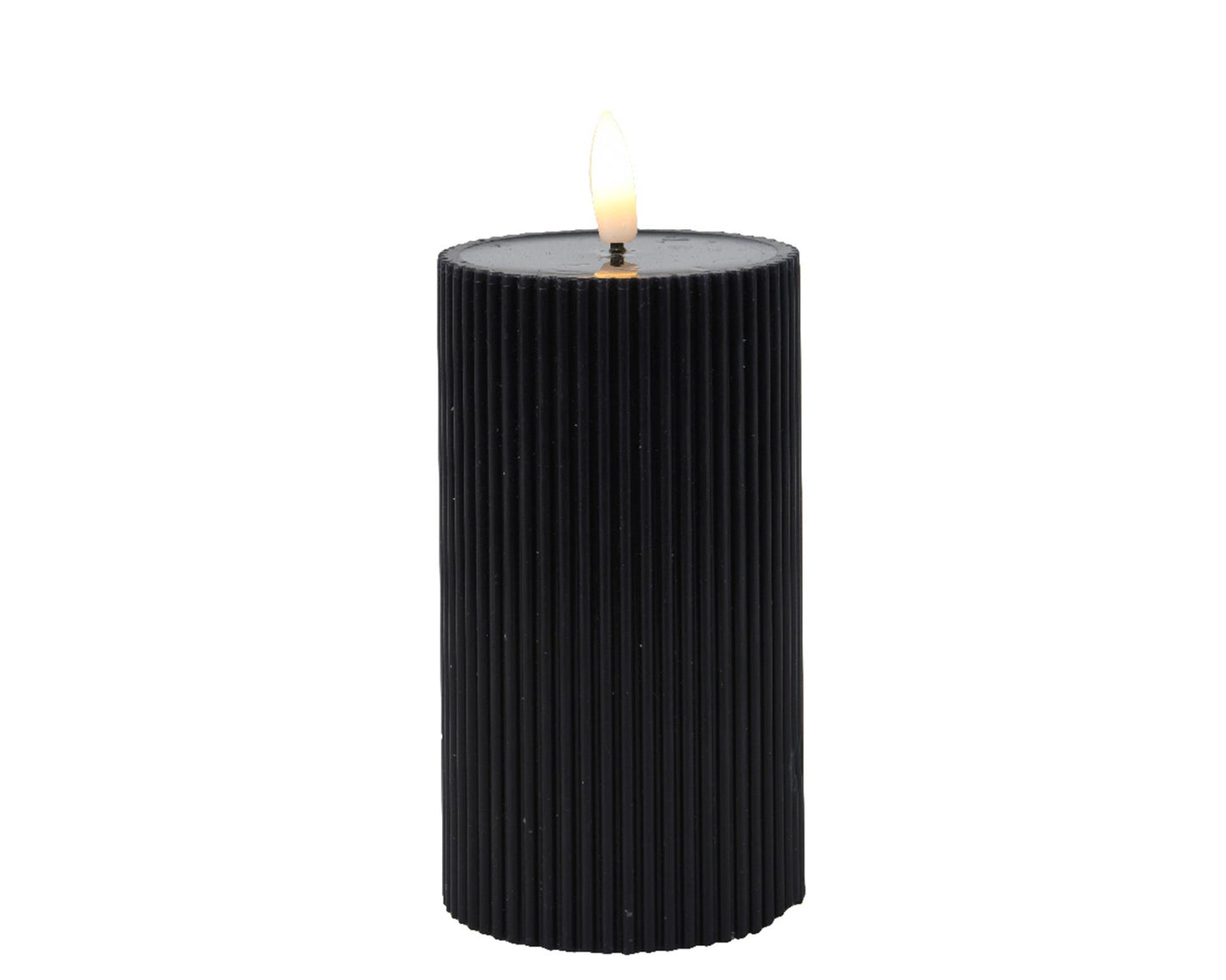 Lumineo Kerze LED gerippte Flamme 15cm schwarz