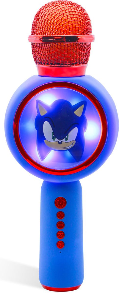 OTL Technologies Sonic the Hedgehog – kabelloses Karaoke-Mikrofon für Kinder – beleuchtetes LED-Display – Lautsprecher – Sprachverzerrung