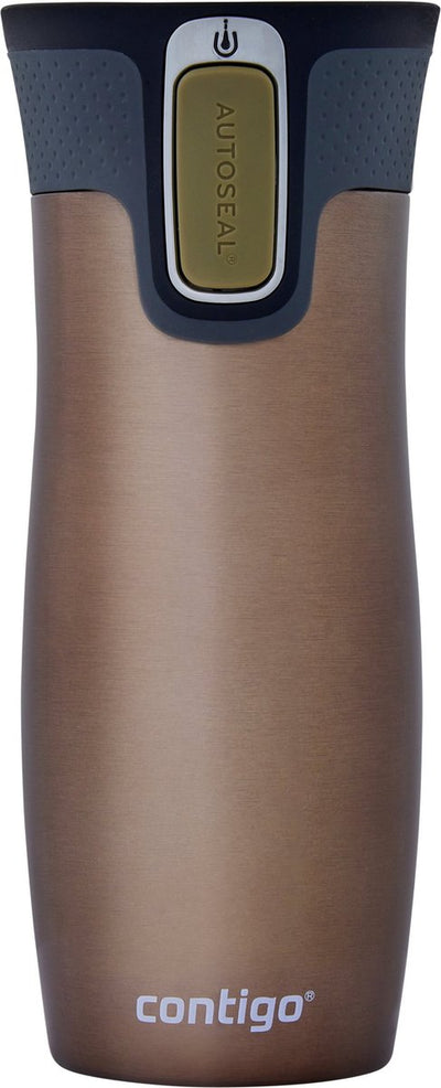 Contigo West Loop Autoseal Thermosbecher, Edelstahl-Isolierbecher, Kaffeebecher-to-go, BPA-frei, auslaufsicherer Becher-to-go mit leicht zu reinigendem Deckel, hält bis zu 5 Stunden warm, 470 ml | Latte