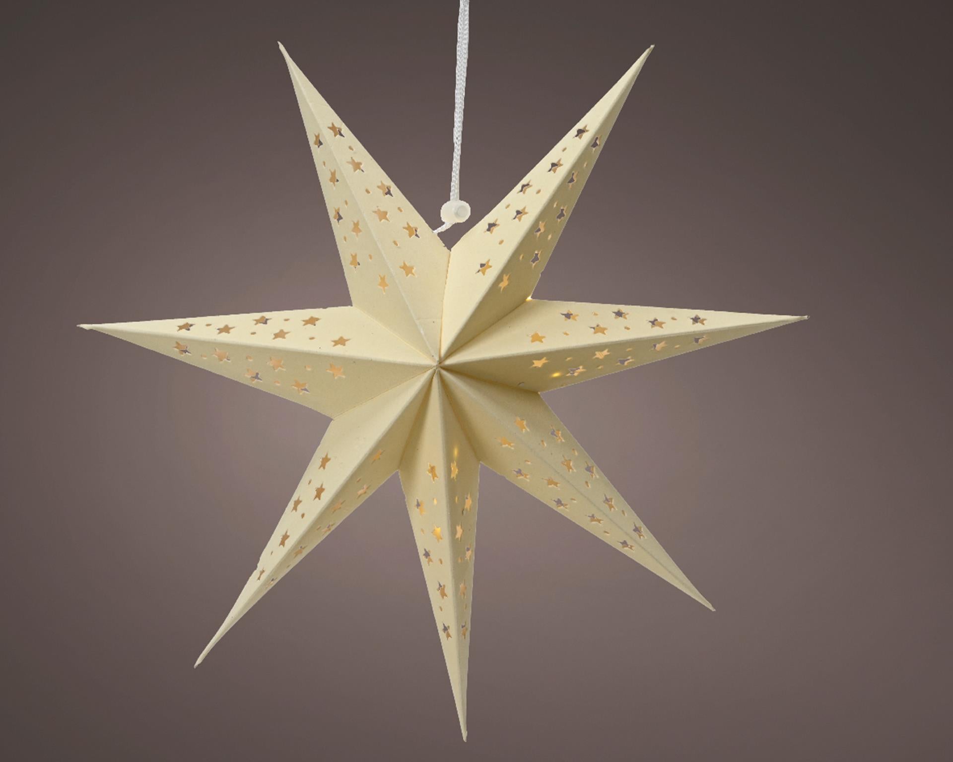 Lumineo Star LED Karton 40cm mit Timer creme