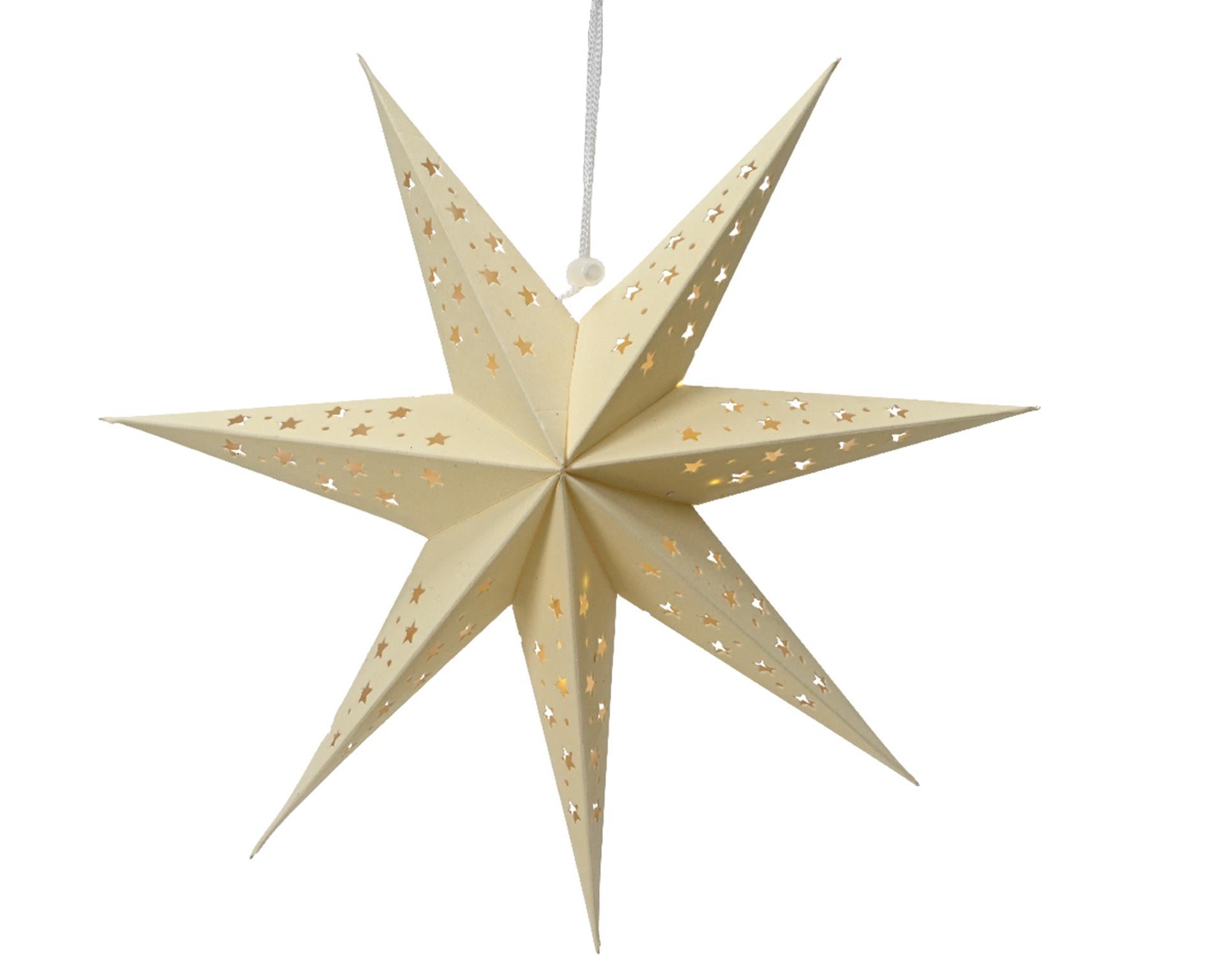 Lumineo Star LED Karton 40cm mit Timer creme