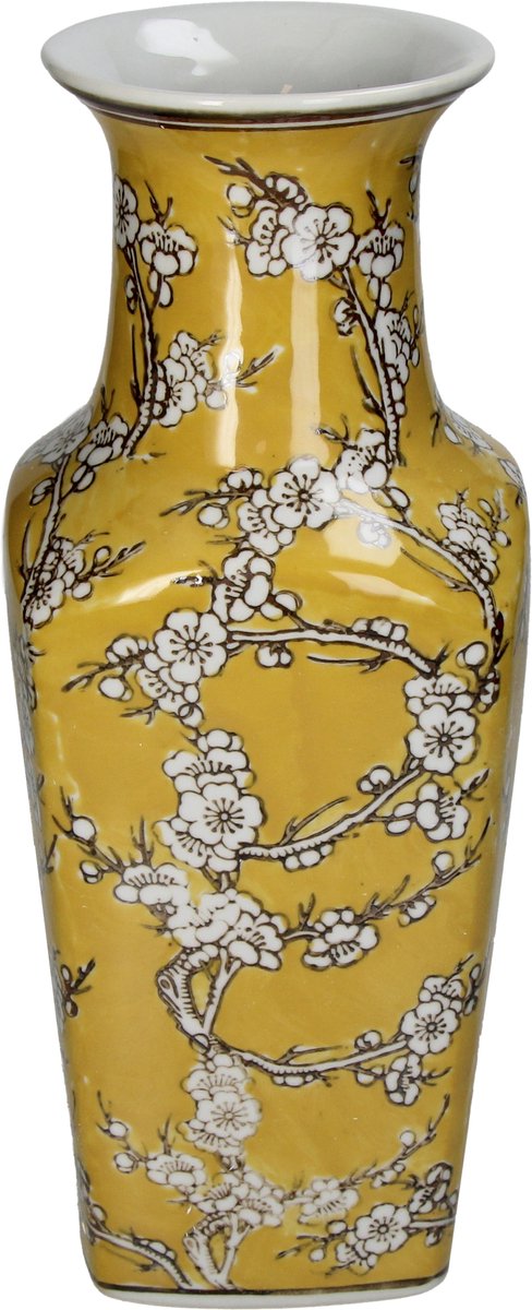 HD Collection Vase Porzellan gelb 14,5x14,5x35cm