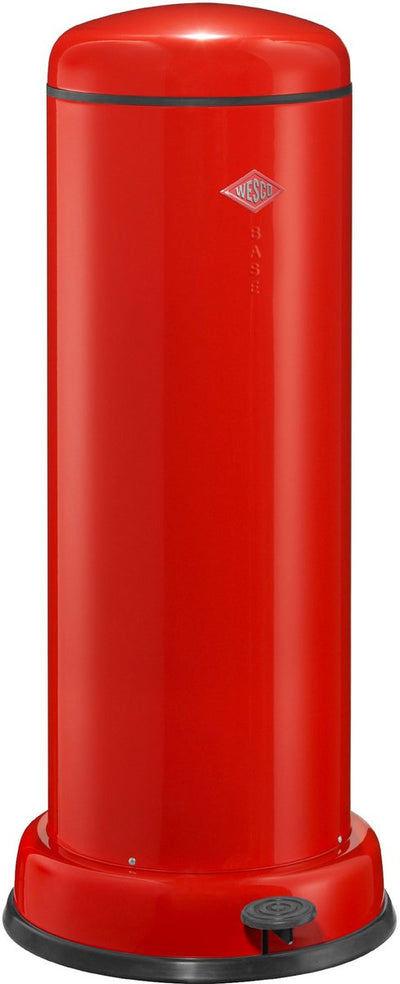 Wesco großer Baseboy-Abfallbehälter mit Soft-Close | 30 Liter | Metall - rot | Treteimer