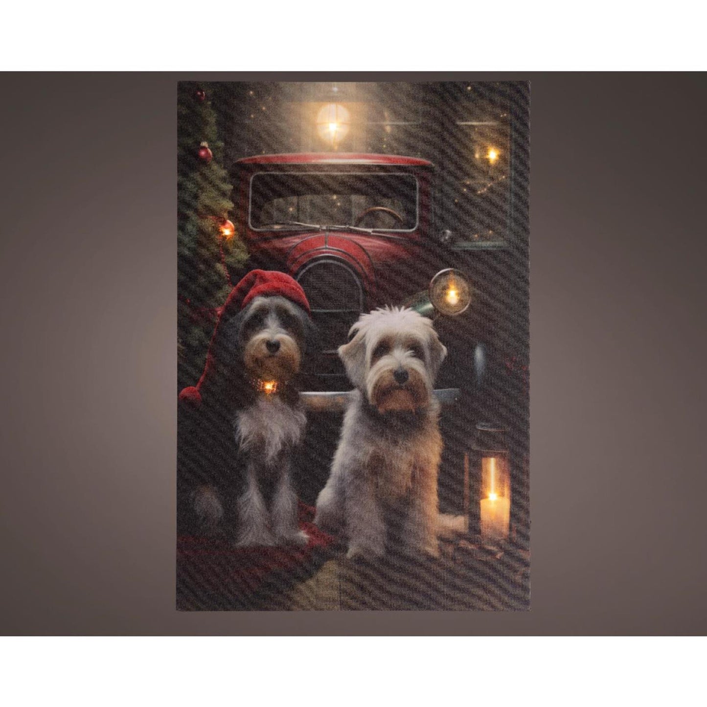 Lumineo Weihnachtsleinwand Hunde LED 38x58cm