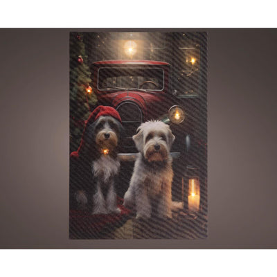 Lumineo Weihnachtsleinwand Hunde LED 38x58cm