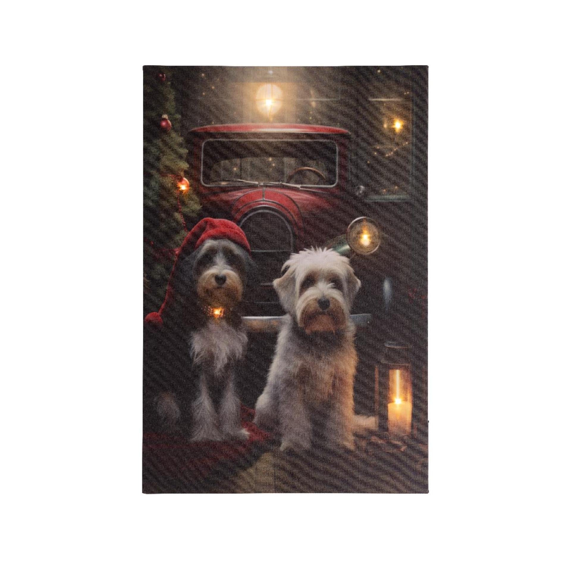 Lumineo Weihnachtsleinwand Hunde LED 38x58cm