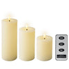 Lumineo LED-Kerzenset Wachs 3-teilig creme