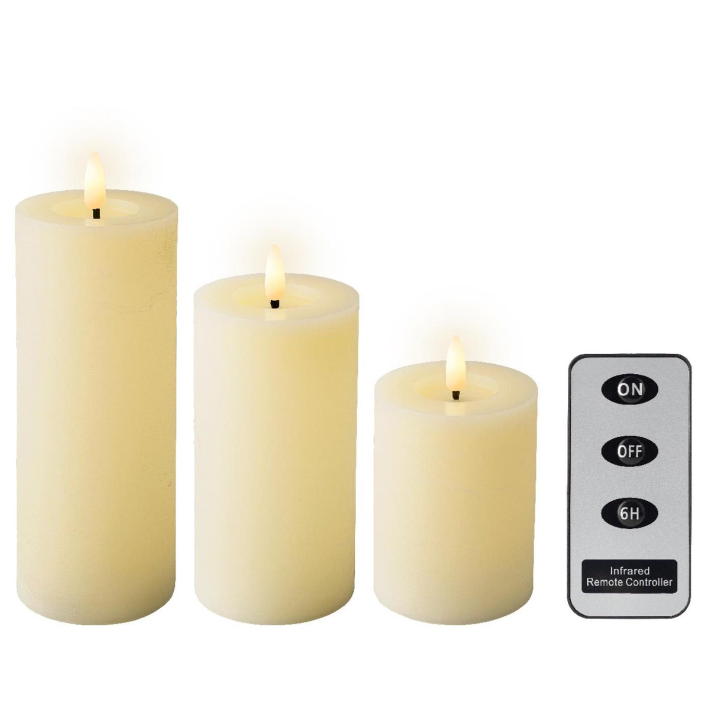 Lumineo LED-Kerzenset Wachs 3-teilig creme