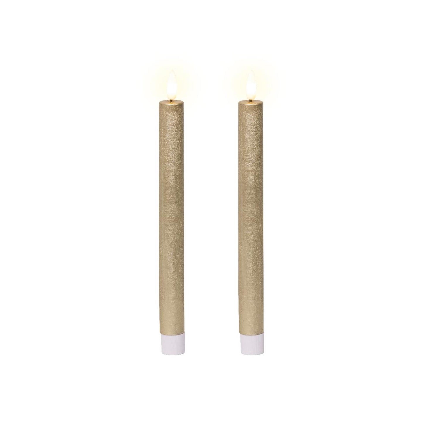 Lumineo LED-Menükerzen-Set aus Wachs, goldfarben, H24,5 cm